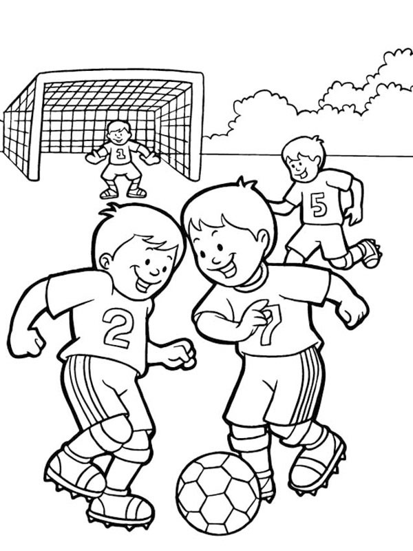 Dibujo de Jugar al fútbol para Colorear