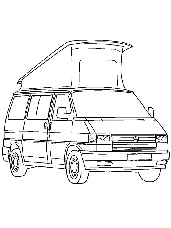 Dibujo de Furgoneta camper Volkswagen T4 California para Colorear