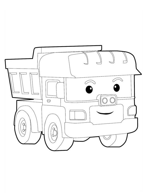 Dibujo de Camión Dumpoo (Robocar Poli) para Colorear