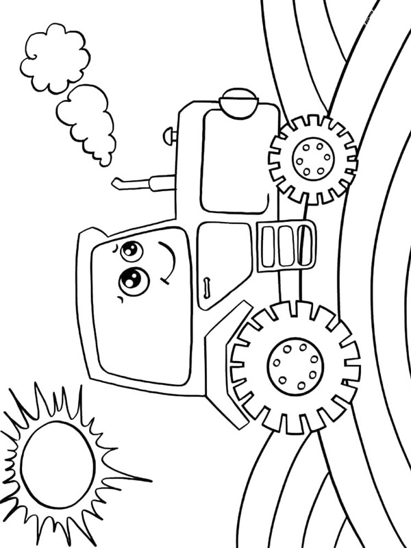 Dibujo de Tractor alegre para Colorear