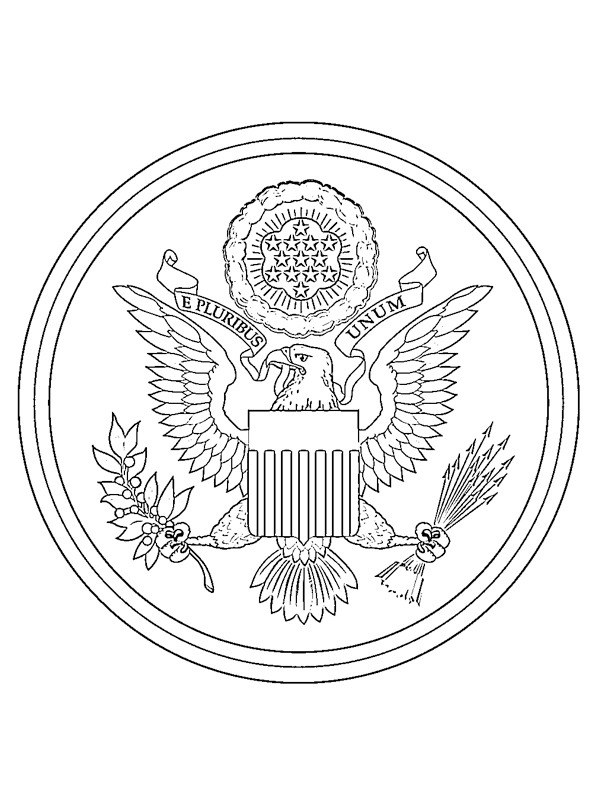 Dibujo de Escudo de armas de Estados Unidos para Colorear