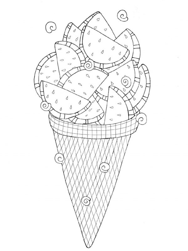 Dibujo de helado de sandía para Colorear