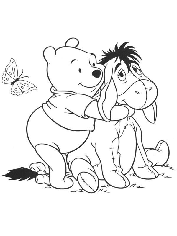 Dibujo de Winnie Pooh y Eeyore para Colorear