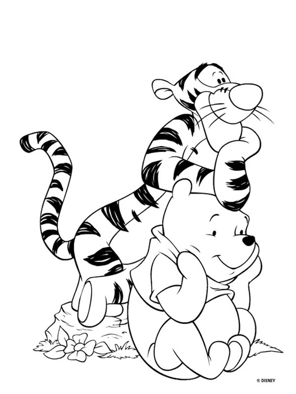 Dibujo de Winnie Pooh y Tigger para Colorear