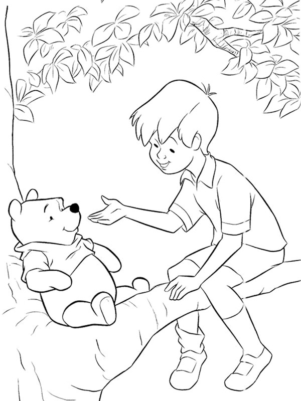 Dibujo de Winnie Pooh y Christopher Robin para Colorear